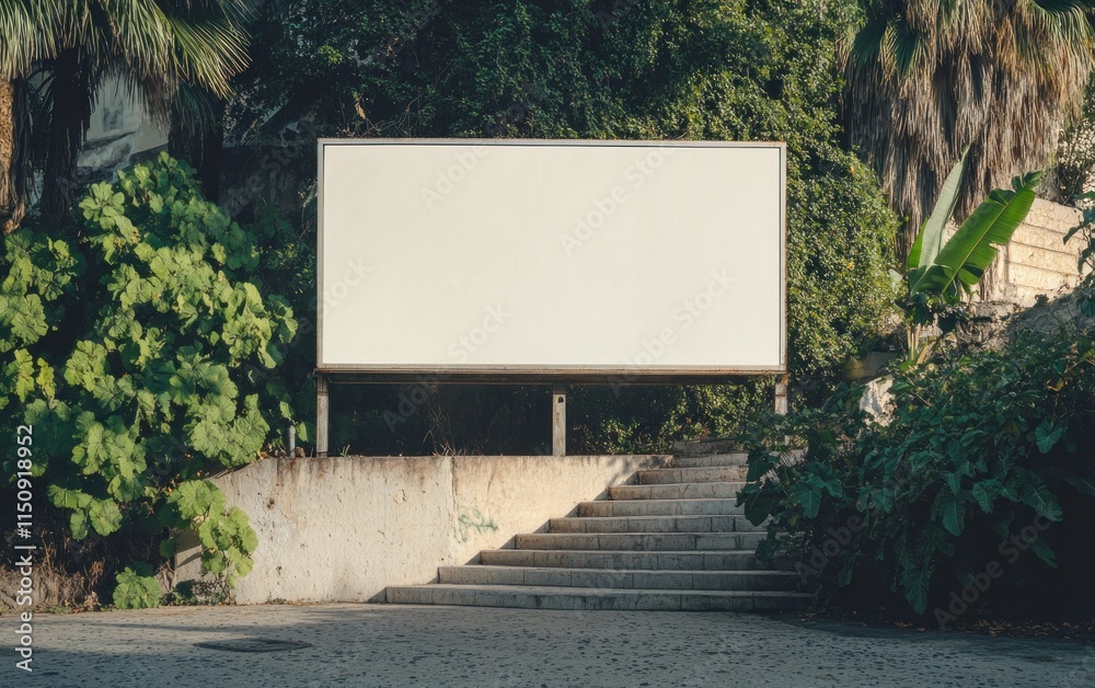 Fototapeta premium Blank Outdoor Billboard Surrounded by Greenery
