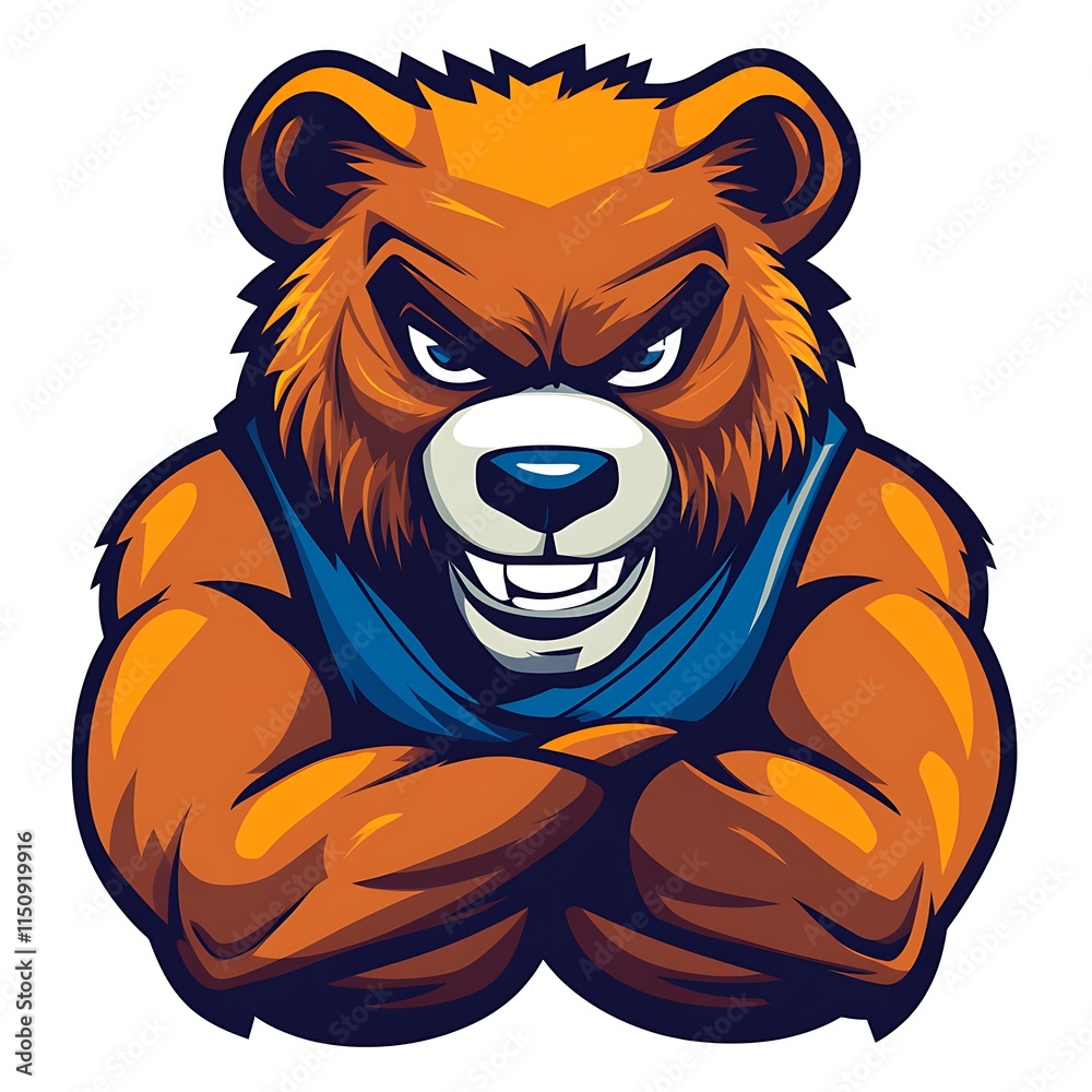 Obraz premium Muscular Bear Mascot, Strong Animal, Sport Logo