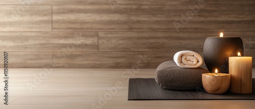 Spa body massage showing a therapist performing traditional Thai stretching techniques on a mat with a calm, zenlike background photo