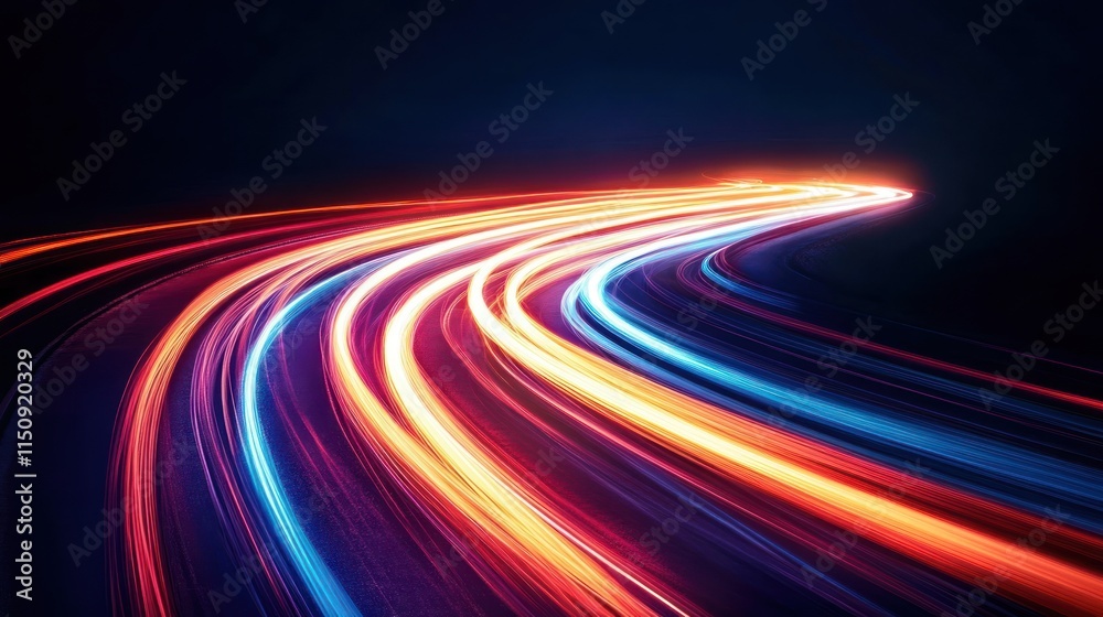 Abstract Light Trails with Vibrant Colors on Dark Background Abstract Light Trails with Vibrant Colors on Dark Background