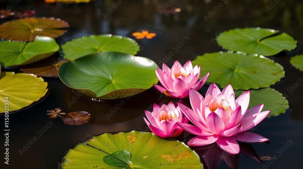 beautiful lotus flowers or waterlily in pond. beautiful lotus flowers or waterlily in pond.