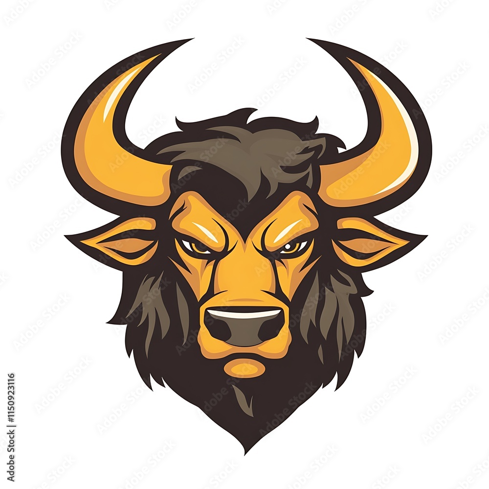 Fototapeta premium Bull Mascot Head. Strong, Powerful Animal Logo Design.