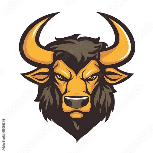 Bull Mascot Head.  Strong, Powerful Animal Logo Design.