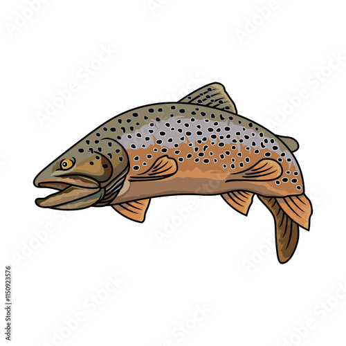 brown trout fishing illustration logo vector image t shirt