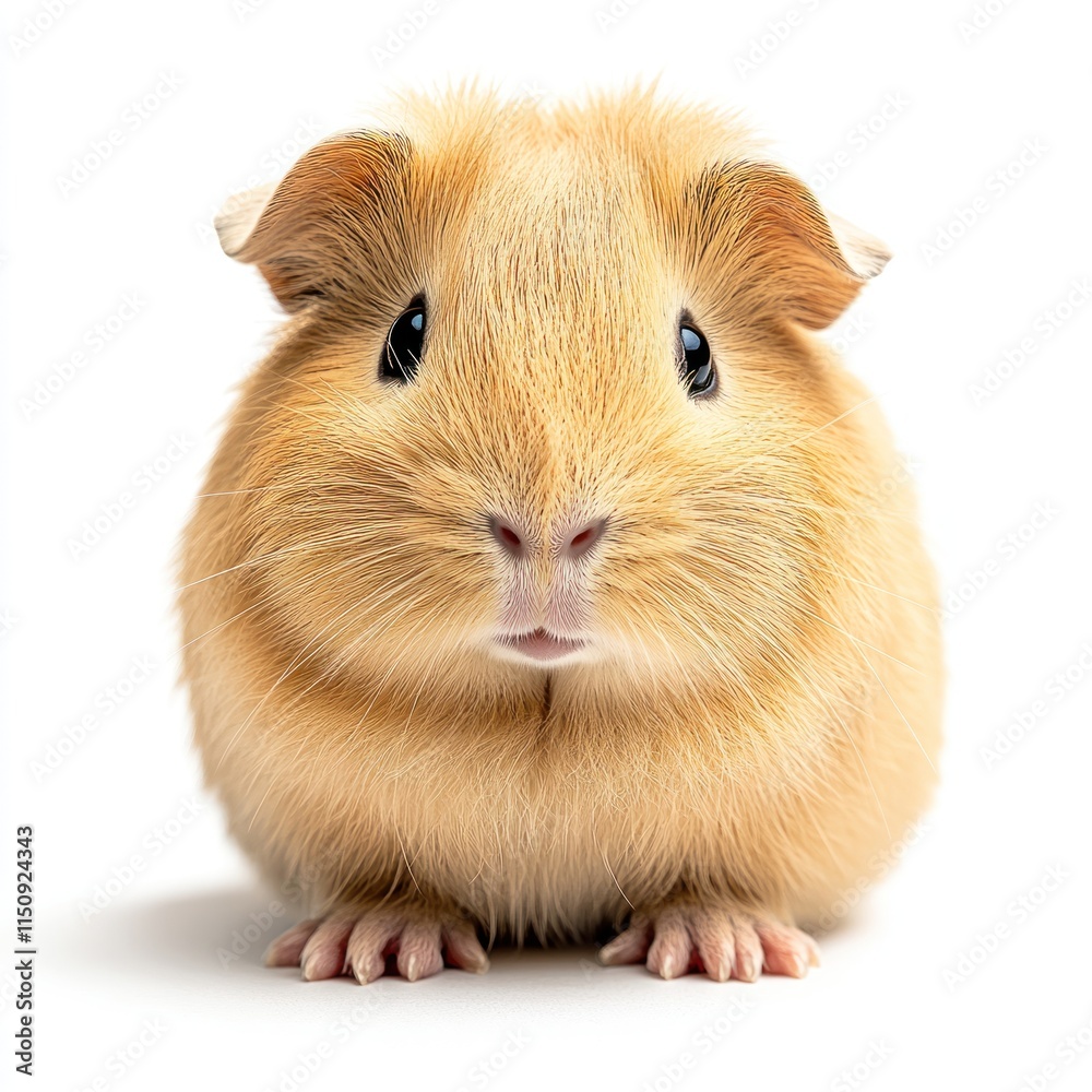 A cute guinea pig with soft fur and a curious expression, sitting on a white background. A cute guinea pig with soft fur and a curious expression, sitting on a white background.