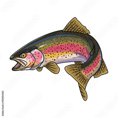 rainbow trout fishing illustration logo vector image t shirt