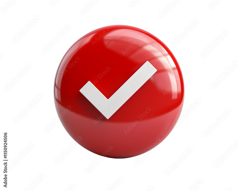 Red Check Mark Icon on Transparent Background Red Check Mark Icon on Transparent Background