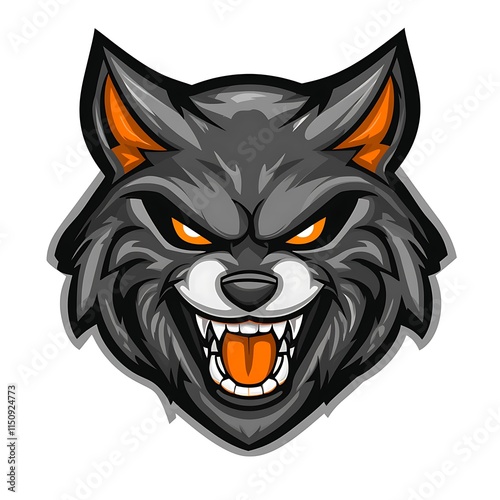 Wallpaper Mural Angry Wolf Mascot Head.  Aggressive Wild Animal Graphic Design. Torontodigital.ca