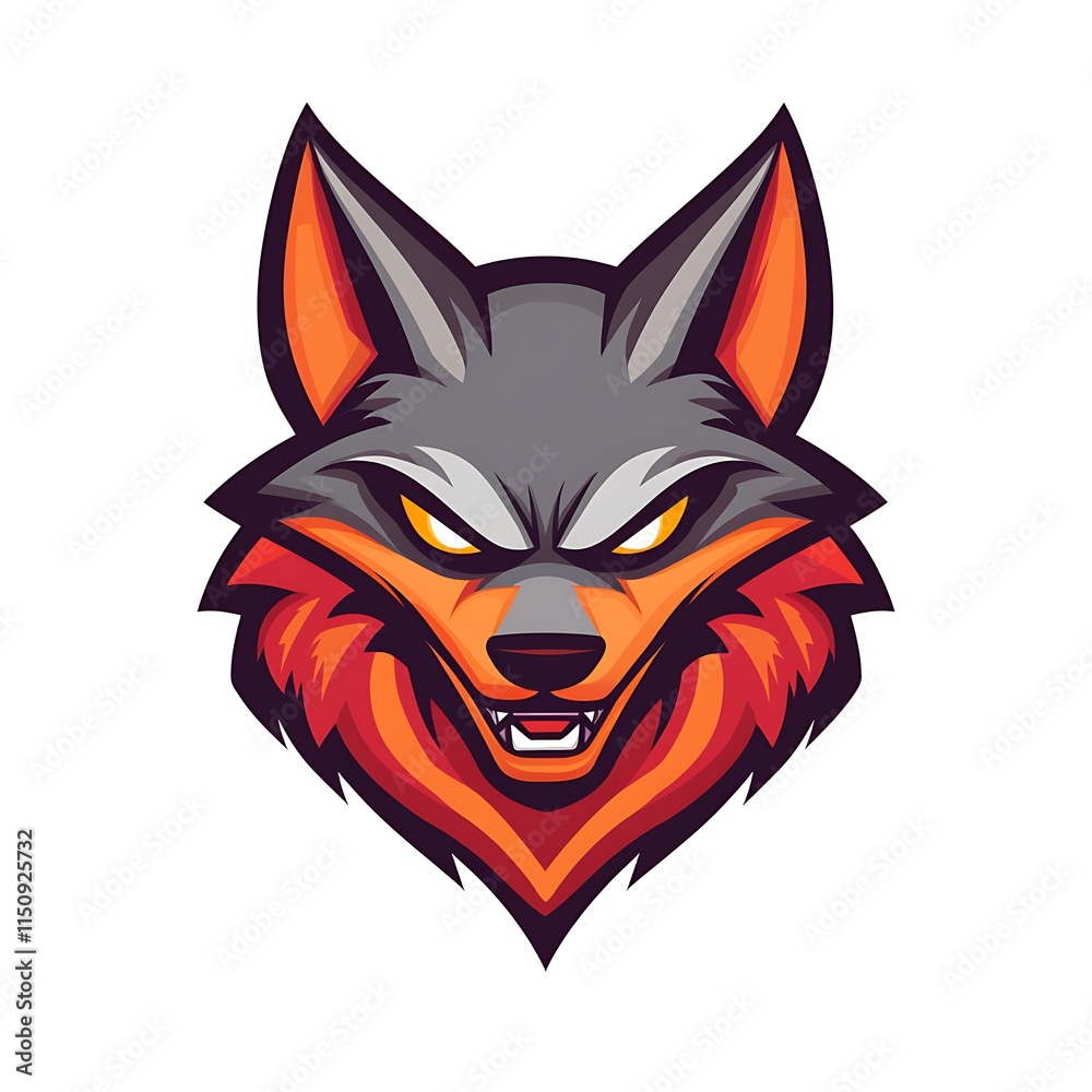 Fototapeta premium Angry Wolf Mascot Logo. Aggressive Animal Head Graphic Design.