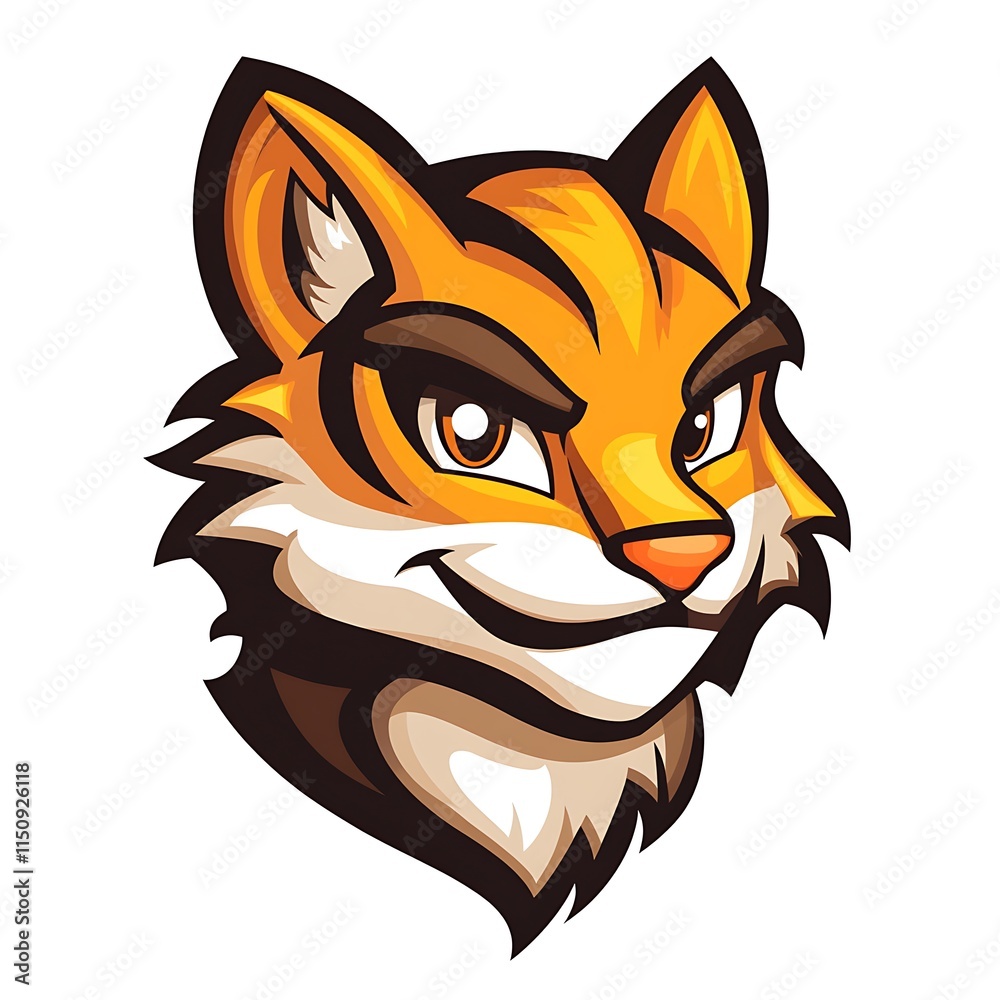 Obraz premium Cartoon Tiger Mascot Head. Animal Mascot Design.