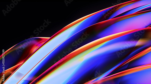 Colorful Abstract Glossy Fluid Shapes with Rainbow Prism Light Reflection

