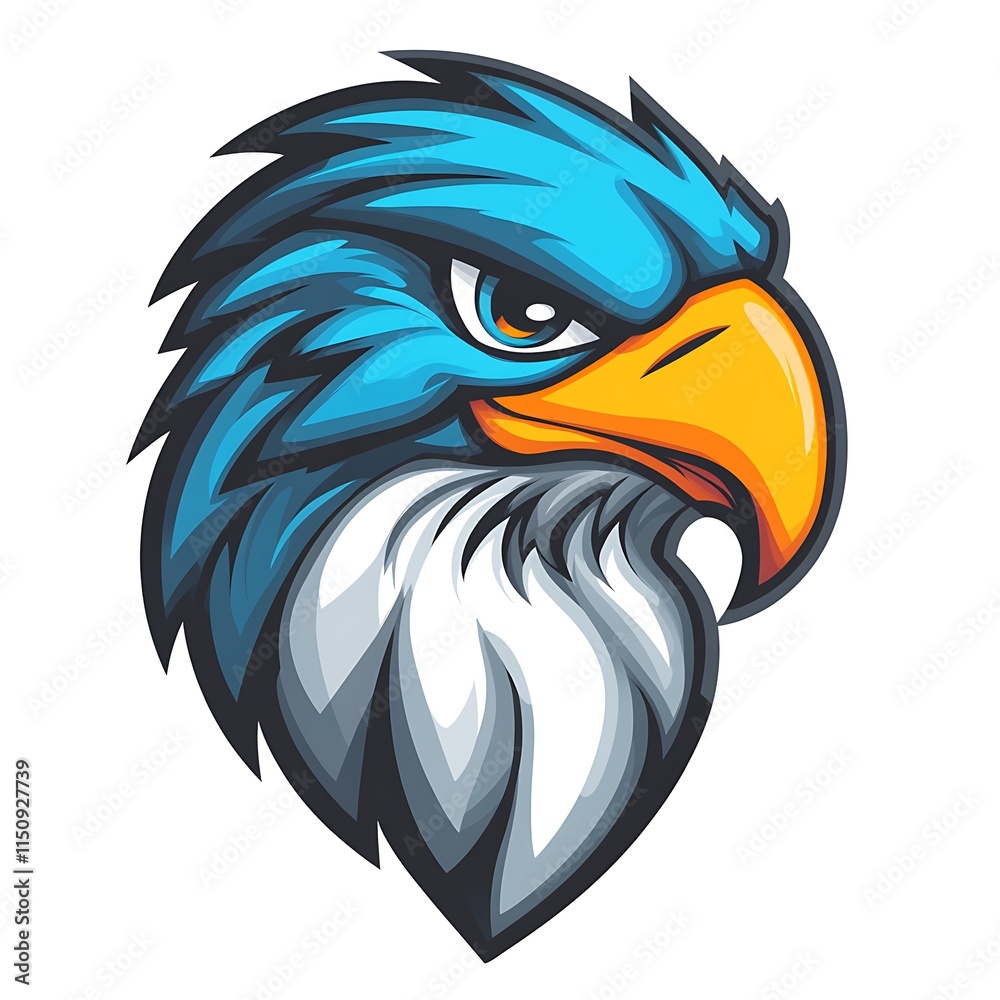Obraz premium Aggressive Blue Eagle Head Logo. Powerful Mascot Design.
