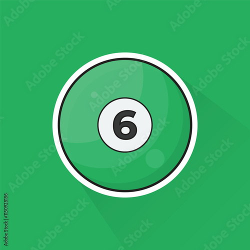 Illustration of Pool Ball Number 6 in Flat Design