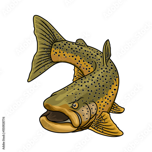 brown trout fishing illustration logo vector image t shirt