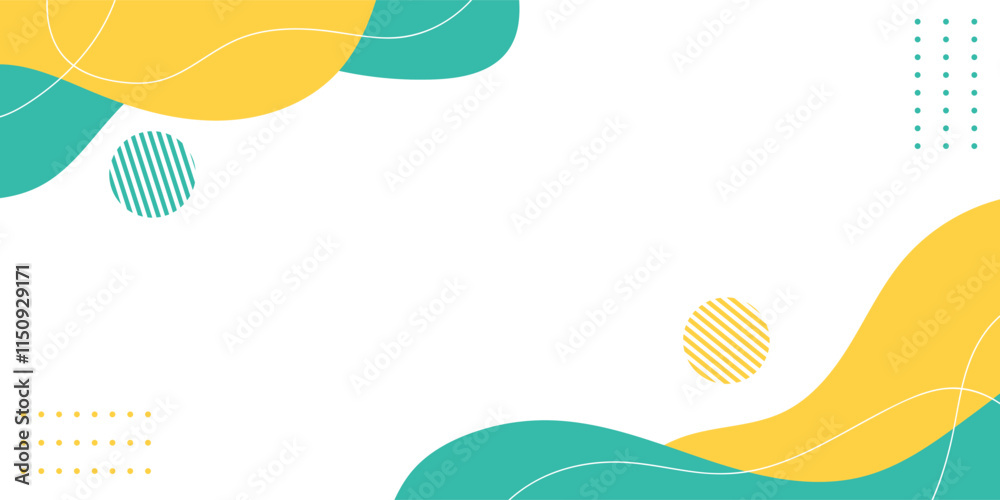 Flat Background White with Green and Yellow liquid shape Flat Background White with Green and Yellow liquid shape