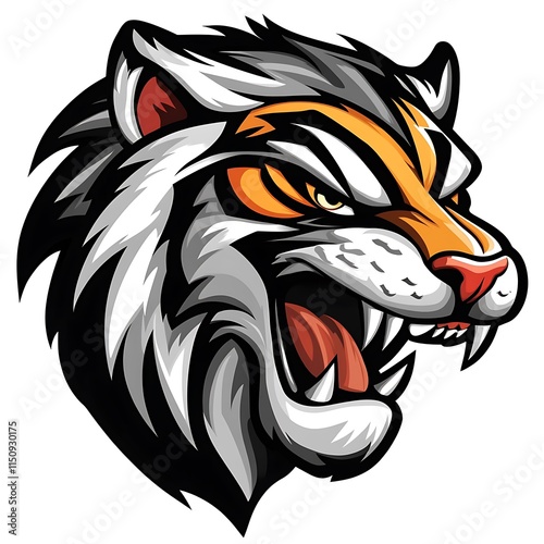 Wallpaper Mural Angry Tiger Mascot Head.  Powerful Wild Animal Graphic Design. Torontodigital.ca