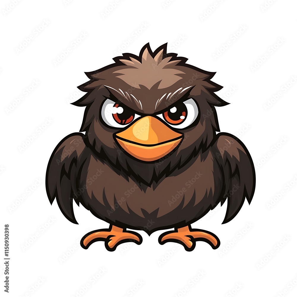 Fototapeta premium Angry Cartoon Bird. Cute Angry Bird Character.