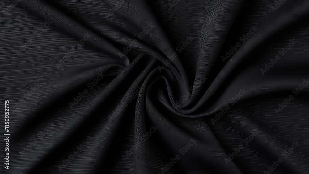 Fototapeta premium Black textured fabric with a subtle woven grid pattern, suitable for backgrounds, design elements, and textile concepts in creative projects