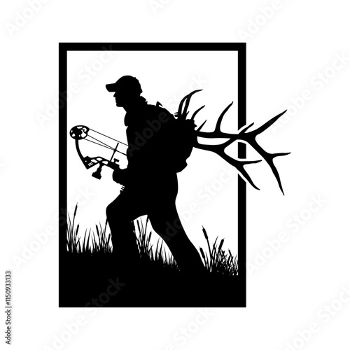 bow archery hunter hunting illustration logo vector image t shirt