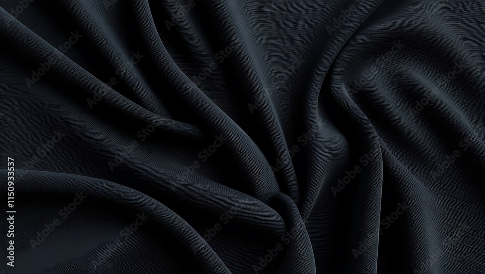 Fototapeta premium Black textured fabric with a subtle woven grid pattern, suitable for backgrounds, design elements, and textile concepts in creative projects