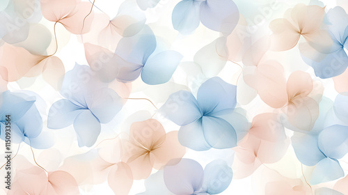 Flowing Pastel Pattern with Abstract Floral Motifs and Light Gold Accents  
