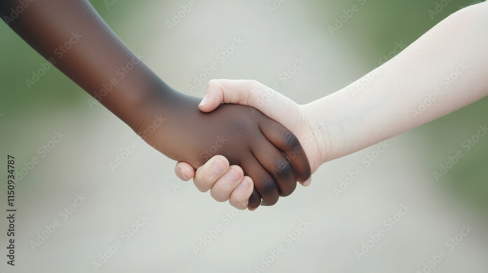 Embracing unity diverse children shaking hands in nature close-up symbolizing friendship and inclusivity Embracing unity diverse children shaking hands in nature close-up symbolizing friendship and inclusivity