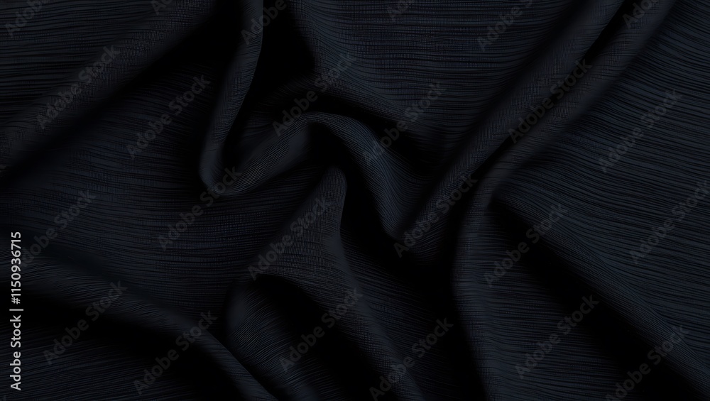 Fototapeta premium Black textured fabric with a subtle woven grid pattern, suitable for backgrounds, design elements, and textile concepts in creative projects