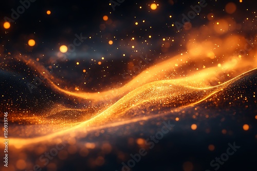 Glowing Golden Bokeh Lights on Dark Background