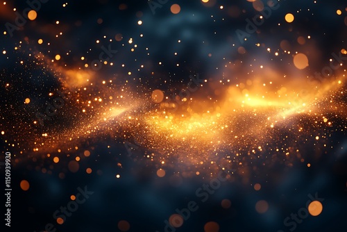 Glowing Golden Bokeh Lights on Dark Background