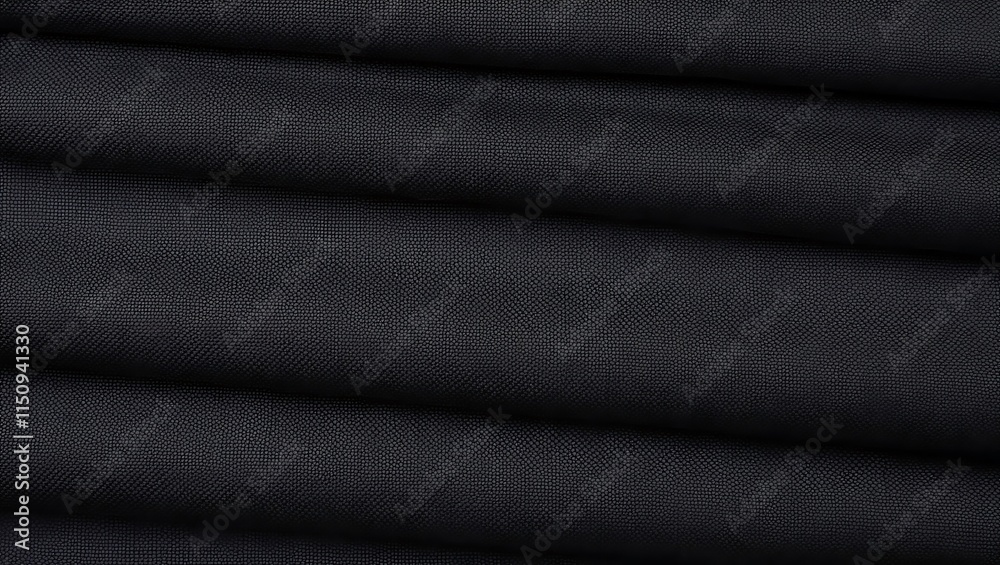 Obraz premium Black textured fabric with a subtle woven grid pattern, suitable for backgrounds, design elements, and textile concepts in creative projects