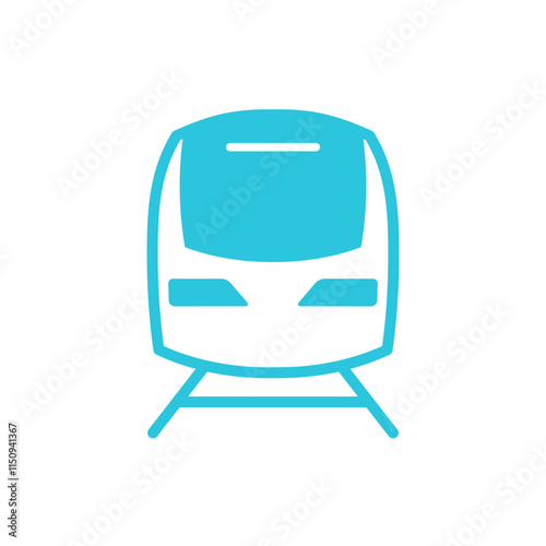 Train front profile icon. Isolated on white. Blue icon set.