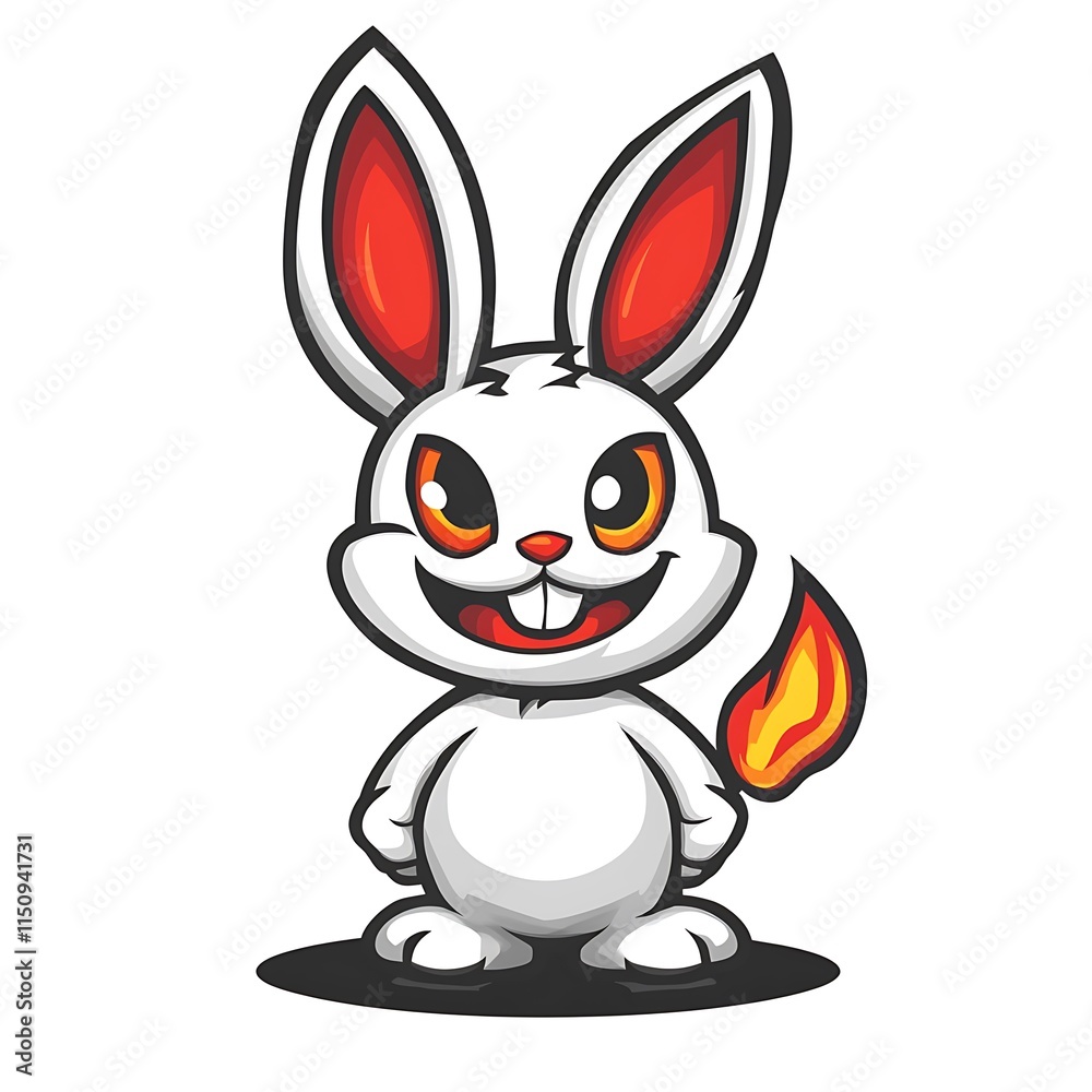 Fototapeta premium Cute Cartoon Fire Rabbit Mascot