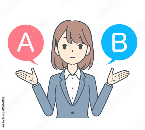 AとBの選択肢を選ぶビジネスウーマン