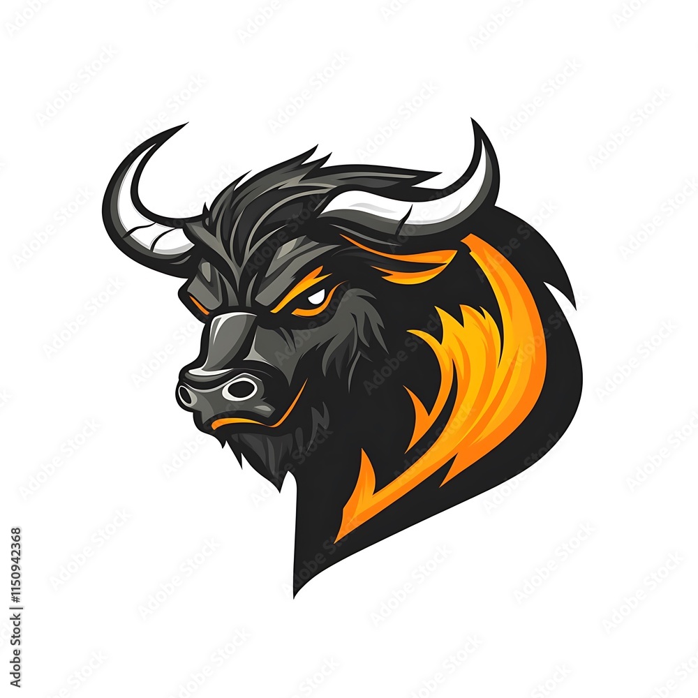 Obraz premium Angry Bull Head Logo. Powerful and Fierce Animal Design.