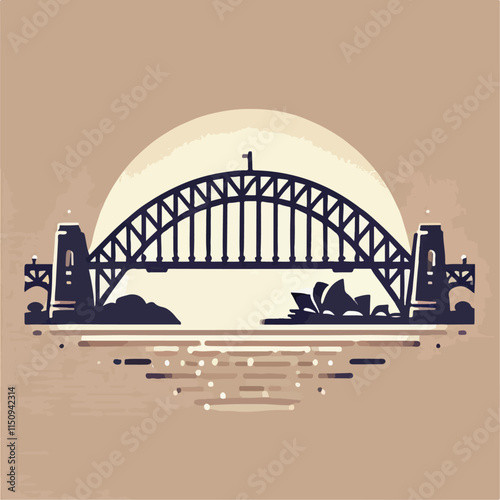 city harbour bridge illustration