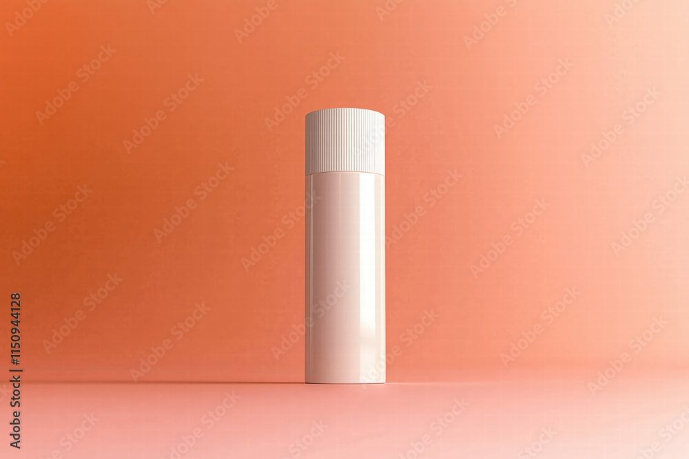Minimalist pink bottle on soft orange background, perfect for branding. Generative Ai Minimalist pink bottle on soft orange background, perfect for branding. Generative Ai
