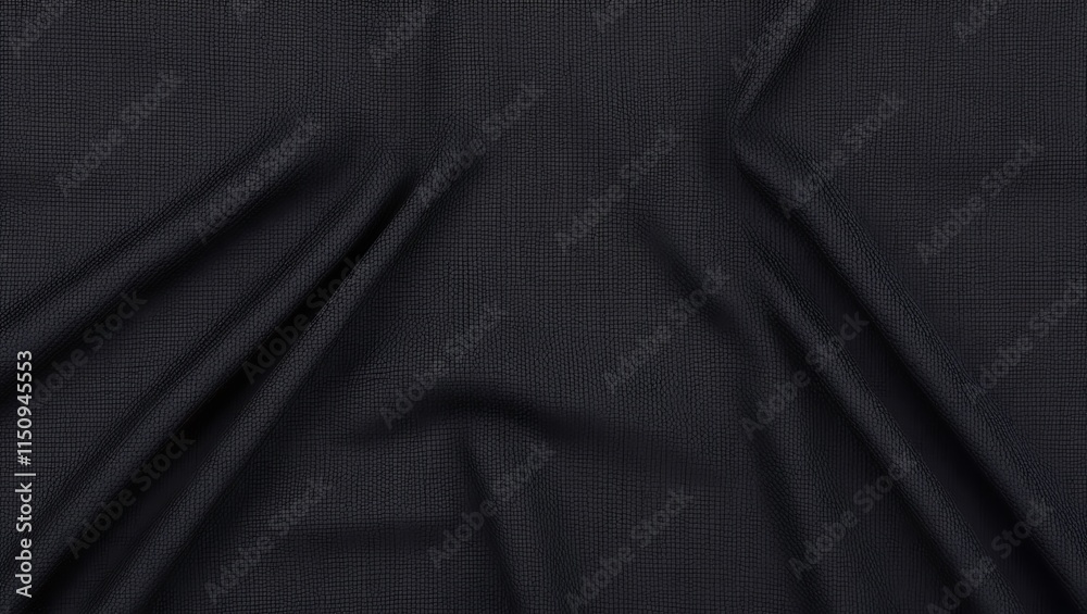Fototapeta premium Black textured fabric with a subtle woven grid pattern, suitable for backgrounds, design elements, and textile concepts in creative projects