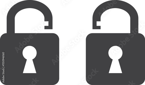Two unlocked padlocks. Unlocked padlock icons on a plain white background.
