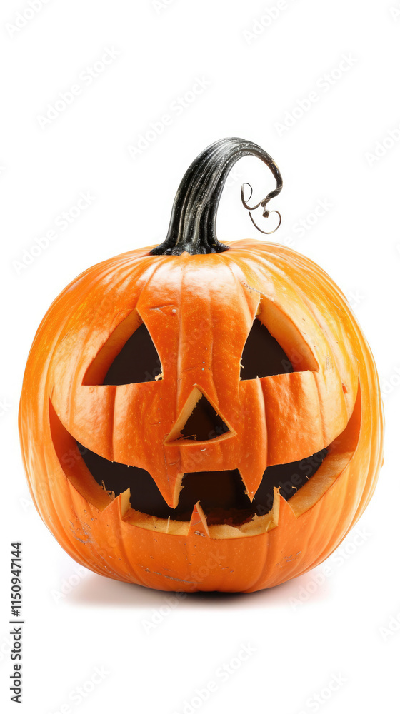 Scary carved pumpkin with jagged teeth, a classic Halloween jack-o'-lantern Scary carved pumpkin with jagged teeth, a classic Halloween jack-o'-lantern