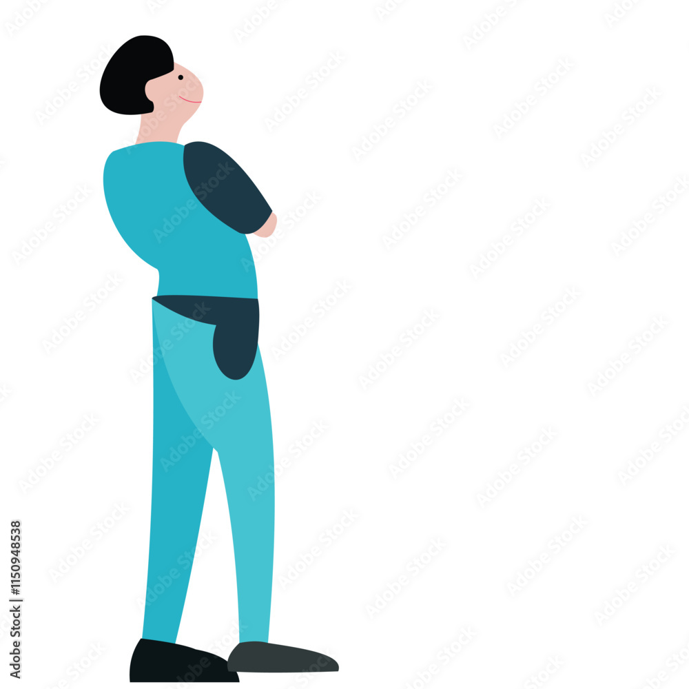Vector illustration of flat design of man wearing technician uniform. Vector illustration of flat design of man wearing technician uniform.