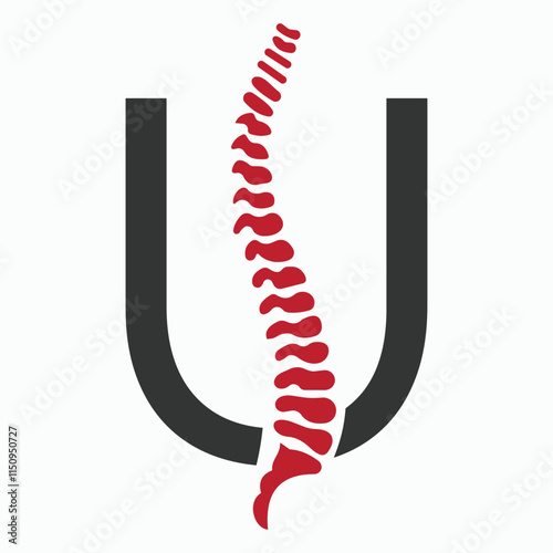 Initial Letter U Spine Logo Concept For Chiropractic Logo Design, Medical Physiotherapy Symbol