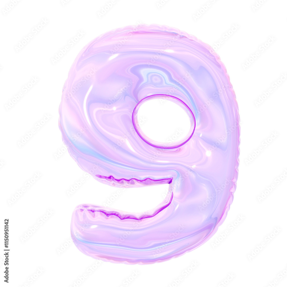 3D Purple Balloon Number 9 Set for Celebrations 3D Purple Balloon Number 9 Set for Celebrations