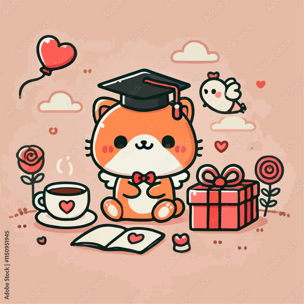 Naklejka premium Illustration of birthday card with child