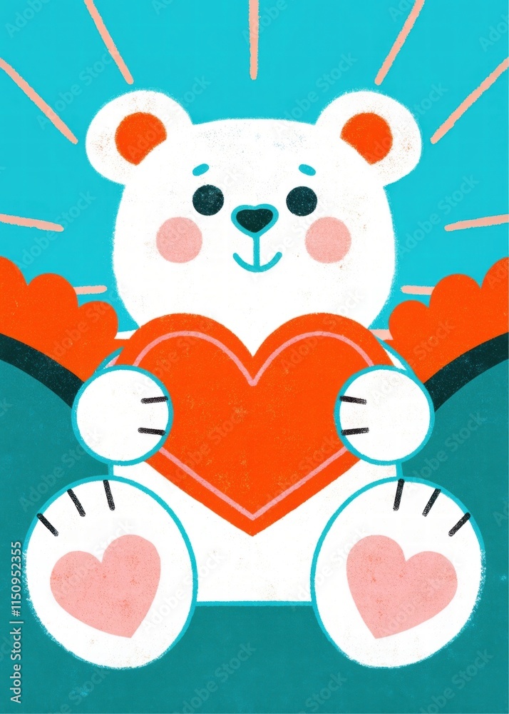 Cute Bear Holding Heart, Valentine's Day - Pastel color palettes Cute Bear Holding Heart, Valentine's Day - Pastel color palettes