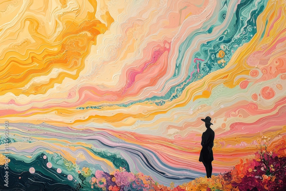 Fototapeta premium Digital artist creates ai-powered landscape art