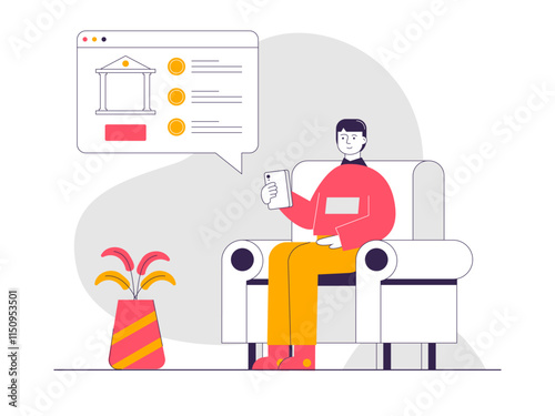 Online banking investment. Investment illustrations. Flat vector illustrations