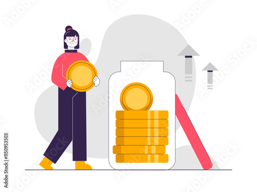 Money savings illustrations. Investment illustrations. Flat vector illustrations