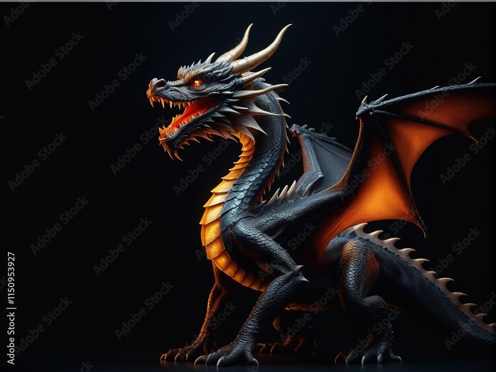 black dragon fired on black background black dragon fired on black background