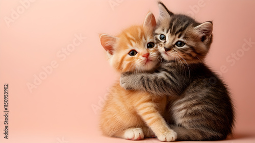Generated image, Two lovers cats for Valentine's day on pastel color