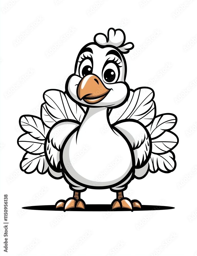 Illustration of a cheerful cartoon bird with large eyes and detailed wings, standing on its legs, exuding a cute and playful vibe. Ideal for children's content and design projects. Illustration of a cheerful cartoon bird with large eyes and detailed wings, standing on its legs, exuding a cute and playful vibe. Ideal for children's content and design projects.